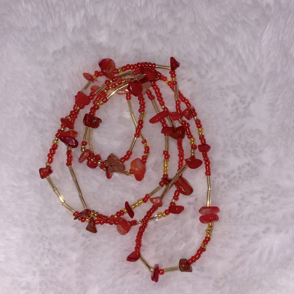 Red Handmade Crystal Waist Bead - Picture 2 of 2